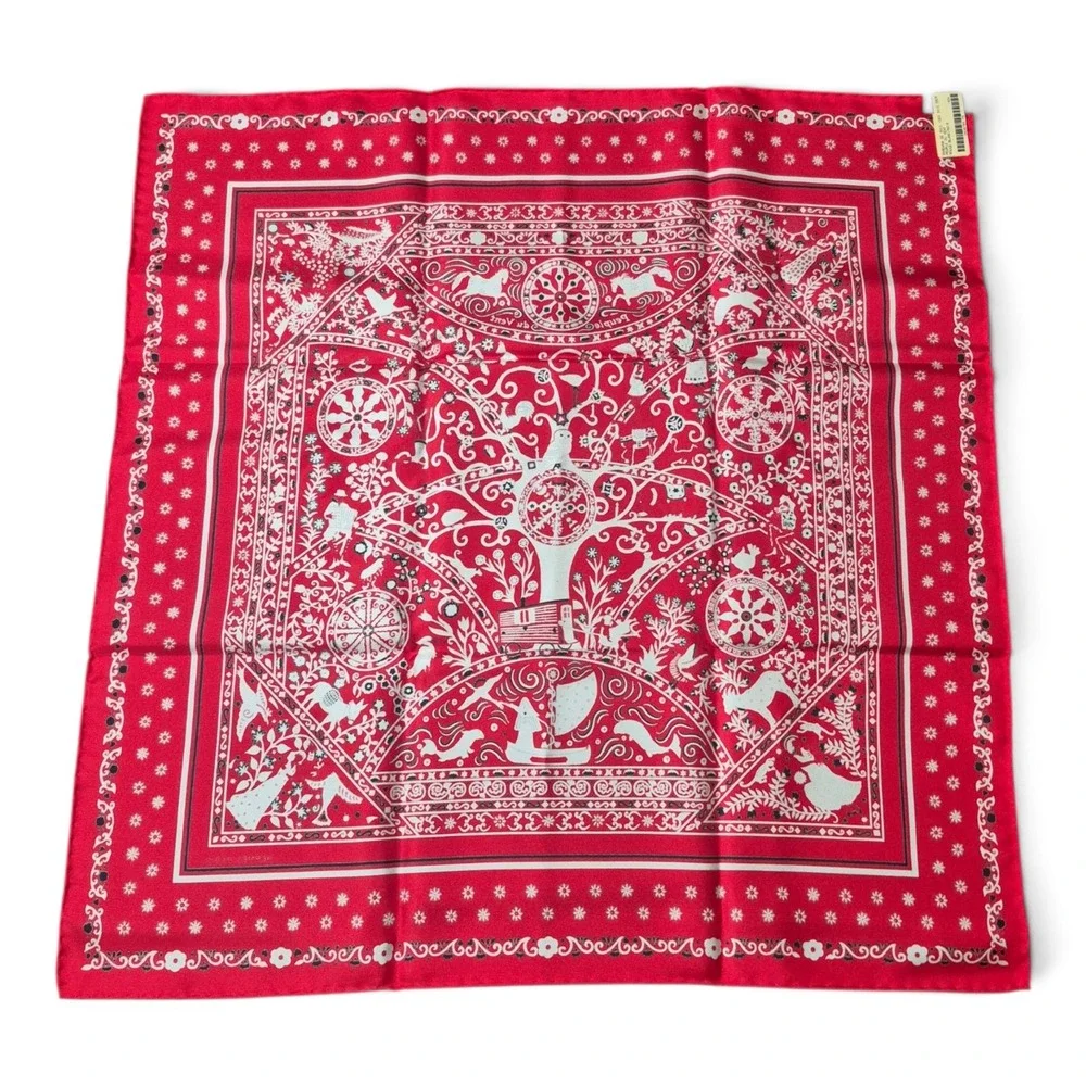 Hermes Peuple du Vent Bandana 55 cm Silk Scarf Rouge Blanc Noir Box France NWT